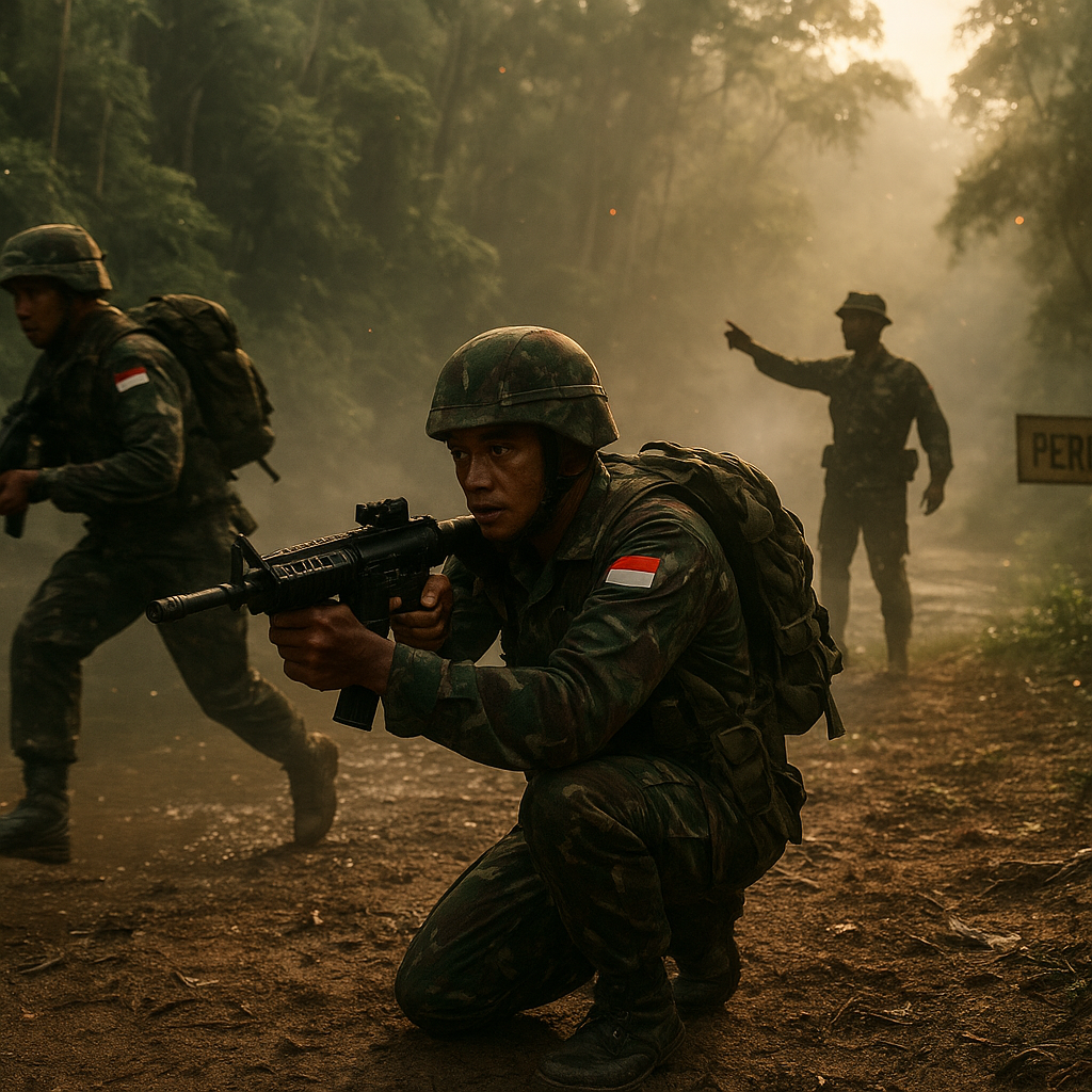 Api Semangat di Perbatasan: Prajurit TNI AD Jalani Latihan Tempur Intensif di Perbatasan Kalimantan