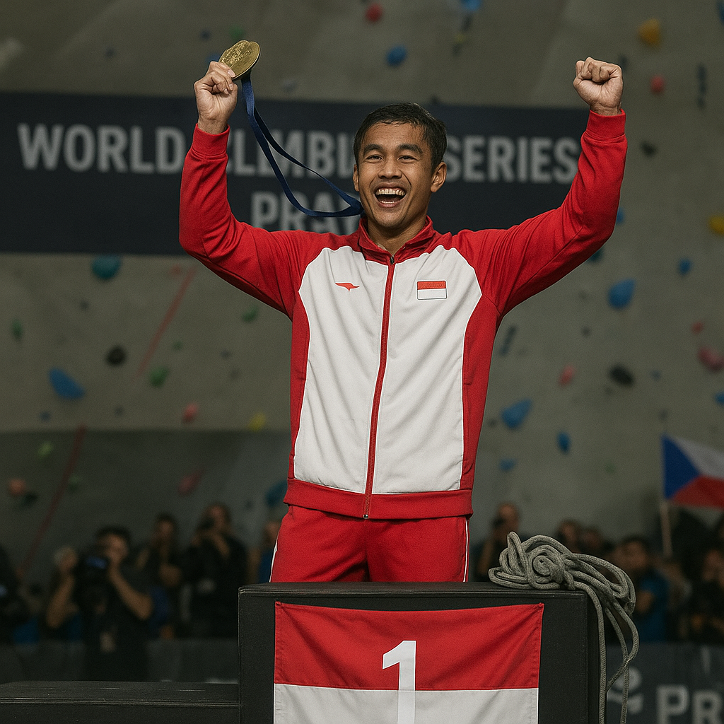 Putra Tri Ramadani Ukir Sejarah, Jadi Atlet Indonesia Pertama Juara Lead di World Climbing Series