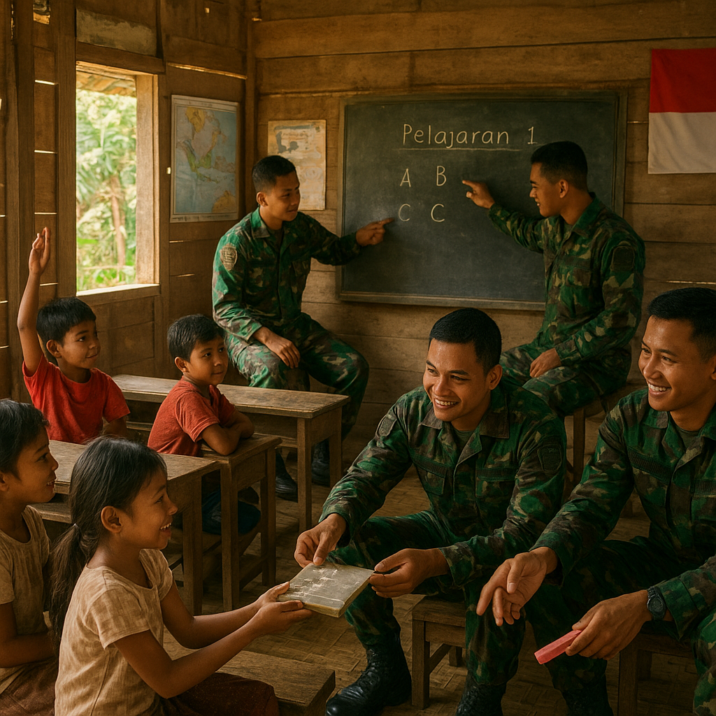 Satgas Pamtas RI-Malaysia Bantu Pendidikan Anak Perbatasan di Kalimantan