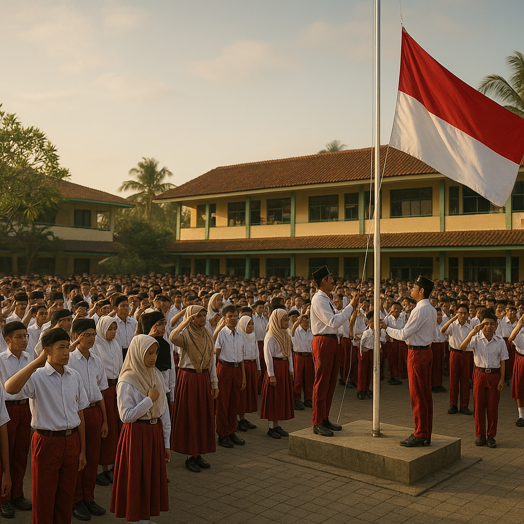 Upacara Penaikan Bendera di Sekolah Dilakukan dengan Khidmat, Siswa Bersumpah Cinta Indonesia