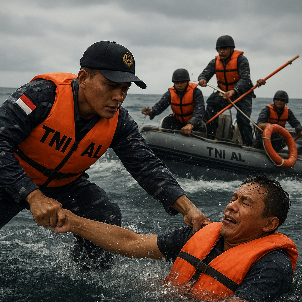Prajurit TNI AL Selamatkan Warga Terombang-ambing di Laut Lepas