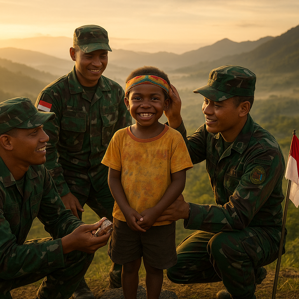 Tawa di Atas Puncak: Senyum Anak Papua Menjadi Mahkota Pengabdian Prajurit Yonif 621/Manuntung
