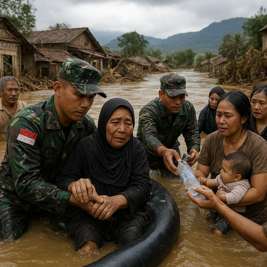 Prajurit TNI Bantu Warga Terdampak Banjir Bandang di Garut, Bukti Kemanunggalan yang Nyata