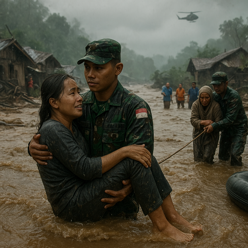 Kisah Heroik Prajurit TNI yang Selamatkan Warga dari Banjir Bandang di Flores