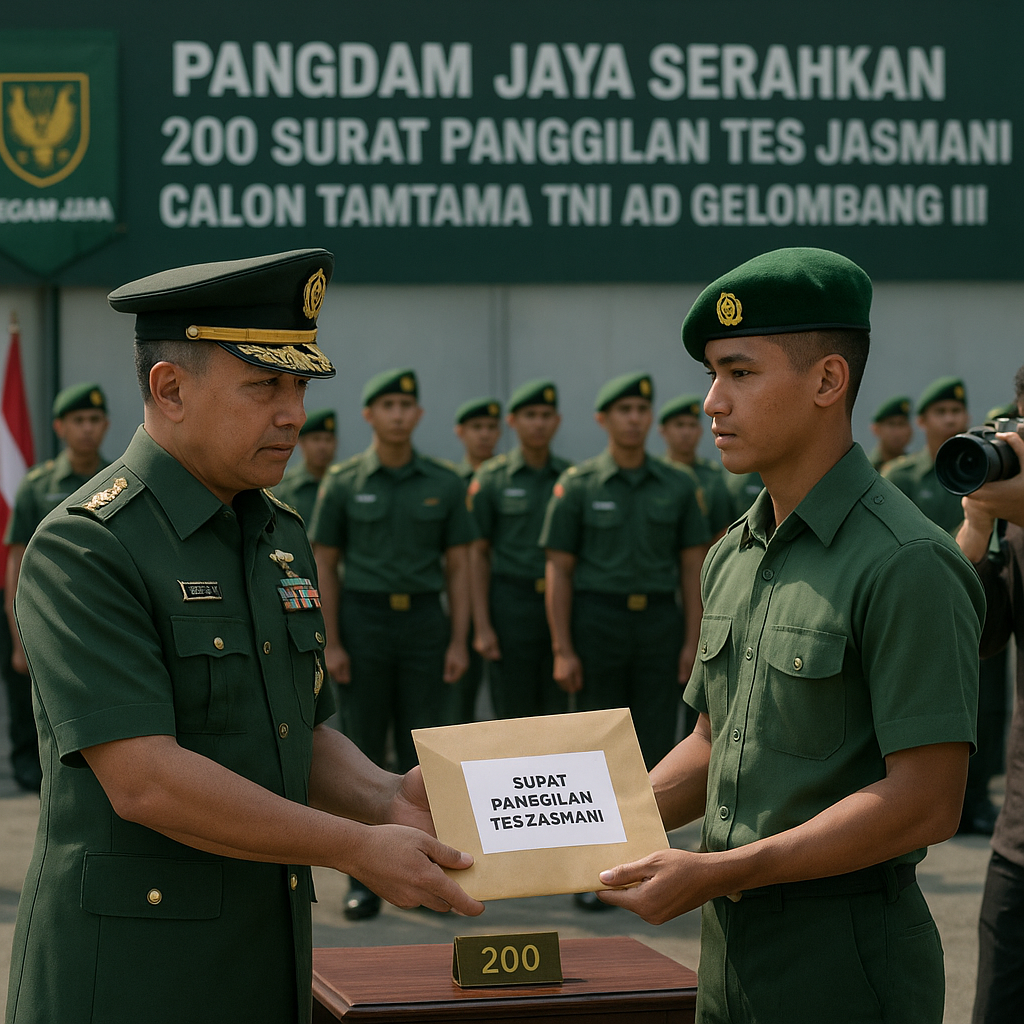 Pangdam Jaya Serahkan 200 Surat Panggilan Tes Jasmani Calon Tamtama TNI AD Gelombang III