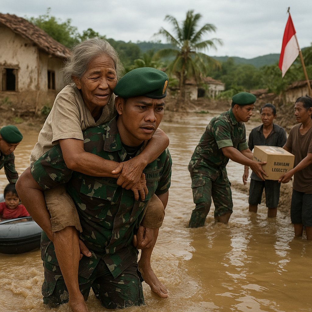 Prajurit TNI AD Bantu Warga Terdampak Banjir Bandang di NTT, Evakuasi Hingga Bagikan Logistik