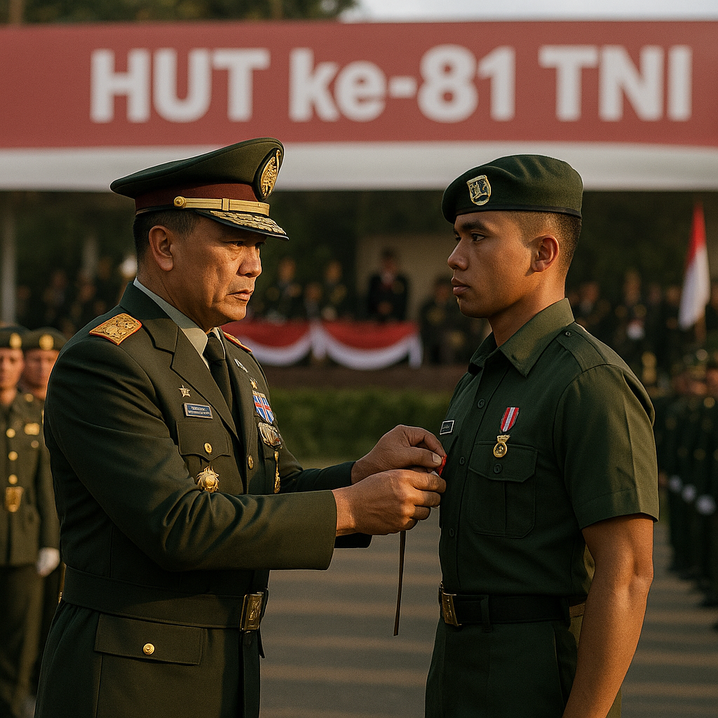 Panglima TNI Beri Penghargaan kepada 50 Prajurit Terbaik dalam Upacara HUT ke-81 TNI