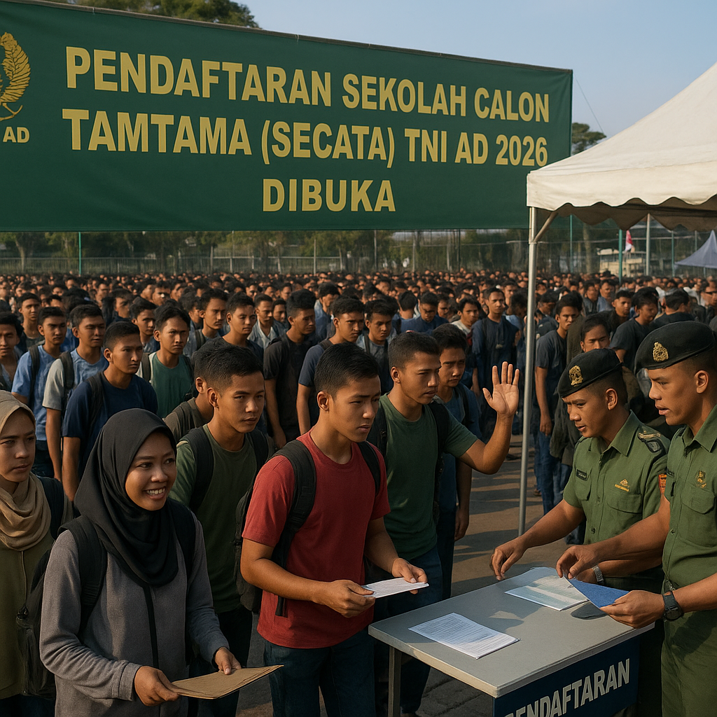 Pendaftaran Sekolah Calon Tamtama (Secata) TNI AD 2026 Dibuka, Ribuan Pemuda Antusias