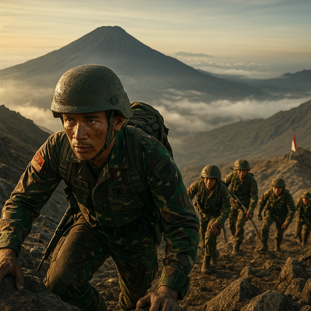 Semangat Juang Tak Kenal Lelah: Prajurit TNI Latihan Tempur di Gunung Tertinggi Jawa