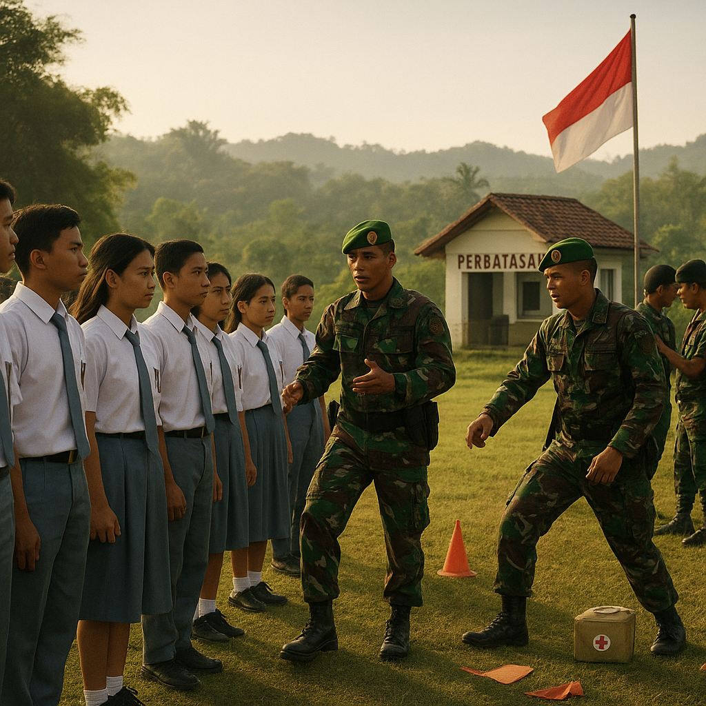 Satuan Yonif Raider Berikan Pelatihan Bela Negara Kepada Siswa SMA di Perbatasan