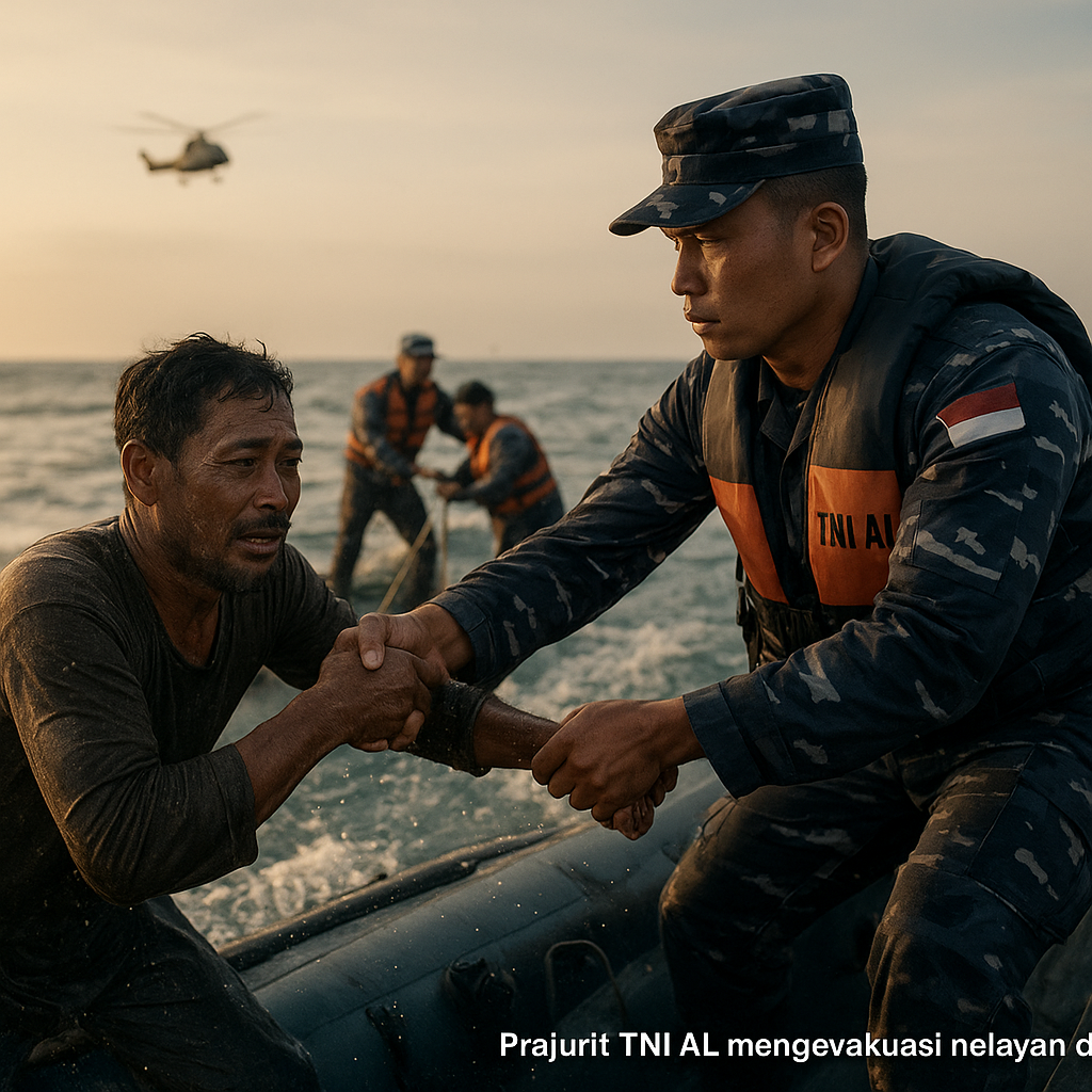 Prajurit TNI AL Selamatkan Nelayan Terombang-ambing di Laut Jawa, Pengorbanan Tiada Henti