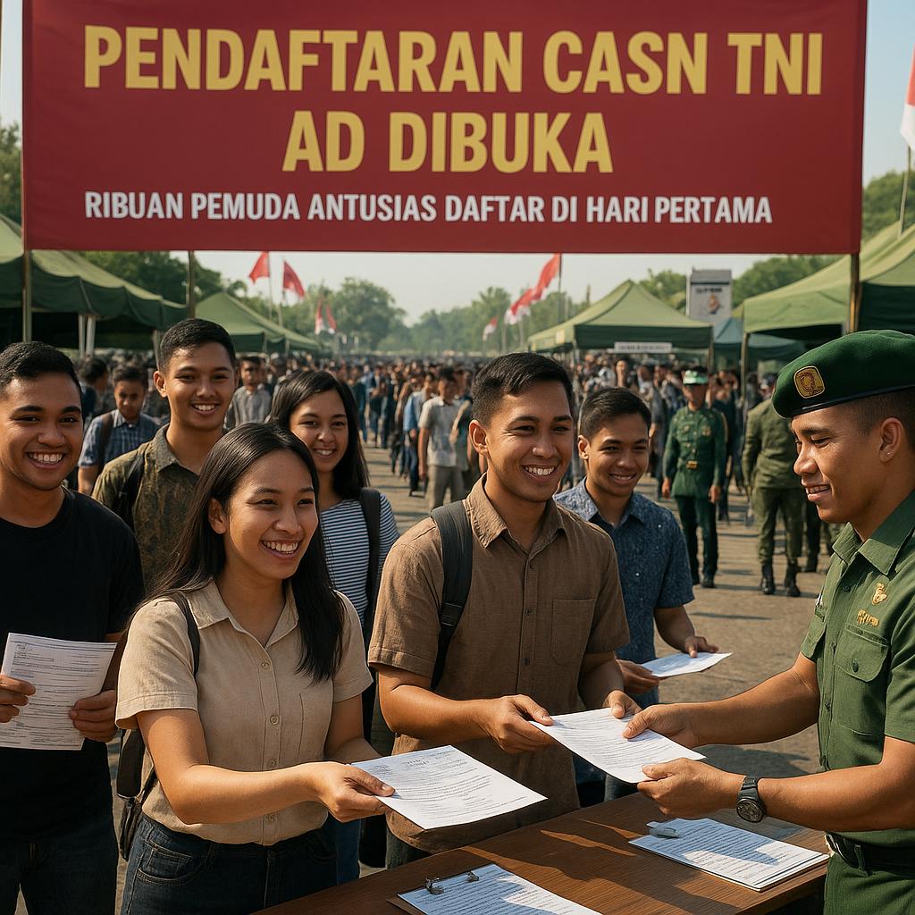 Pendaftaran CASN TNI AD Dibuka, Ribuan Pemuda Antusias Daftar di Hari Pertama