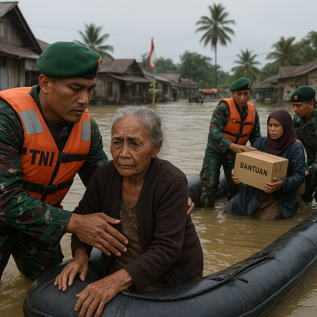 Prajurit TNI Bantu Warga Terdampak Banjir di Sulawesi Tengah, Bukti Solidaritas Kemanusiaan