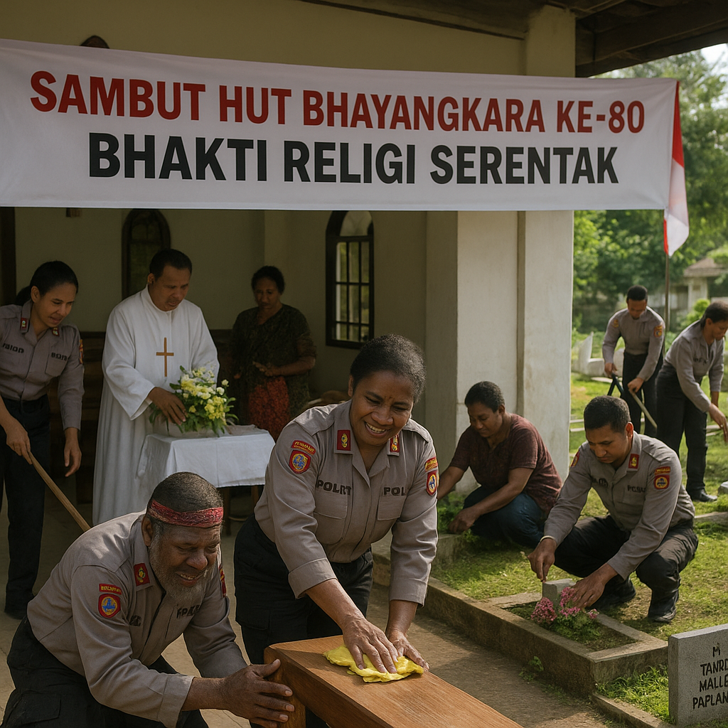 Sambut HUT Bhayangkara ke-80, Polda Papua Tengah Gelar Bhakti Religi Serentak di Rumah Ibadah dan Taman Makam Pahlawan