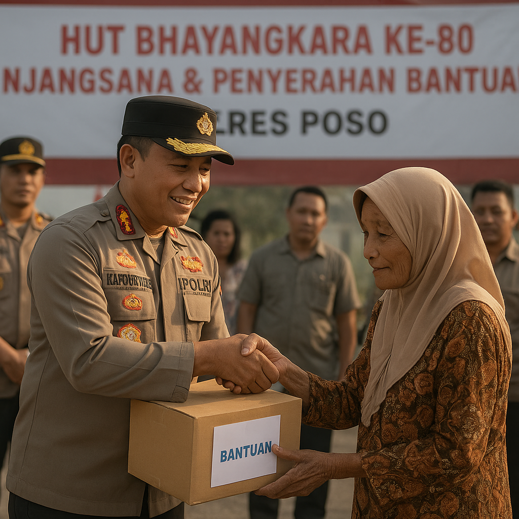 Semangat Bhayangkara: Kapolres Poso Anjangsana dan Serahkan Bantuan untuk Warakawuri di HUT ke-80
