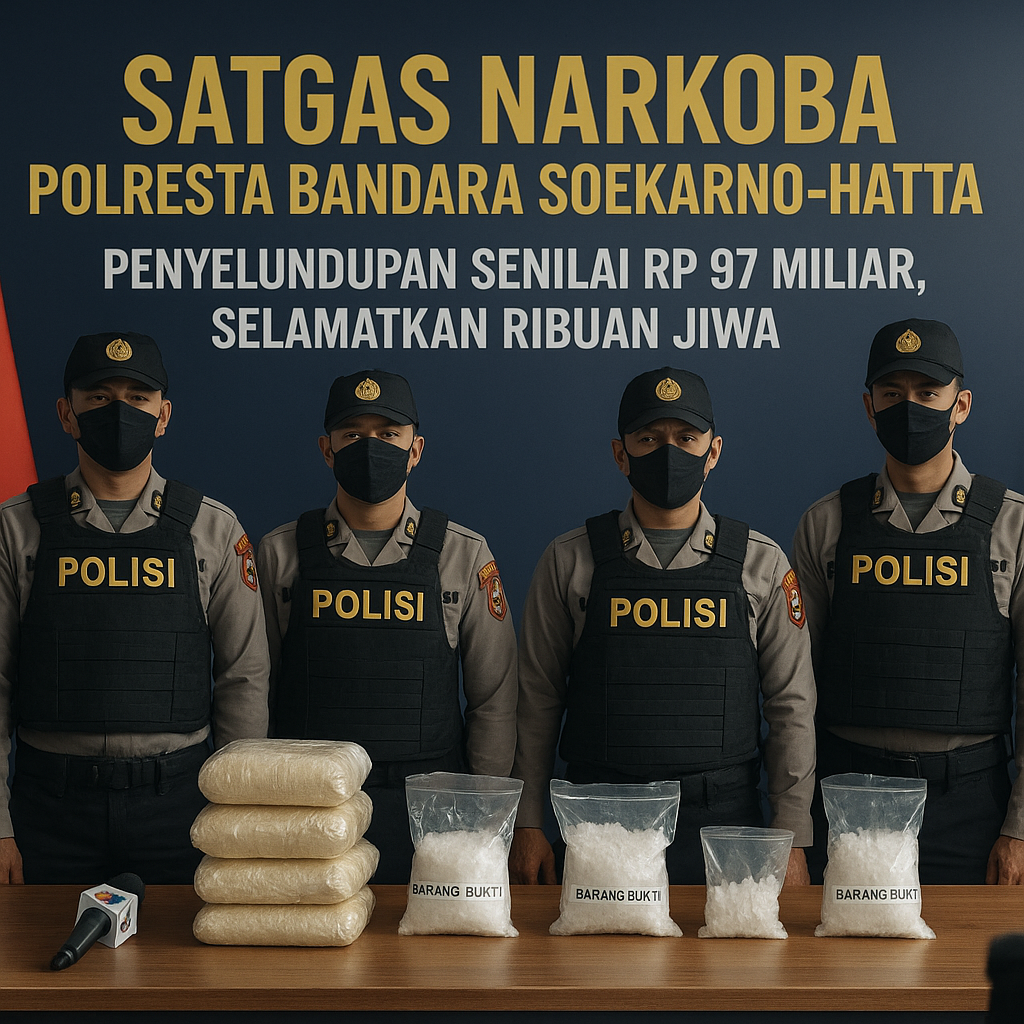 Satgas Narkoba Polresta Bandara Soekarno-Hatta Gagalkan Penyelundupan Senilai Rp 97 Miliar, Selamatkan Ribuan Jiwa