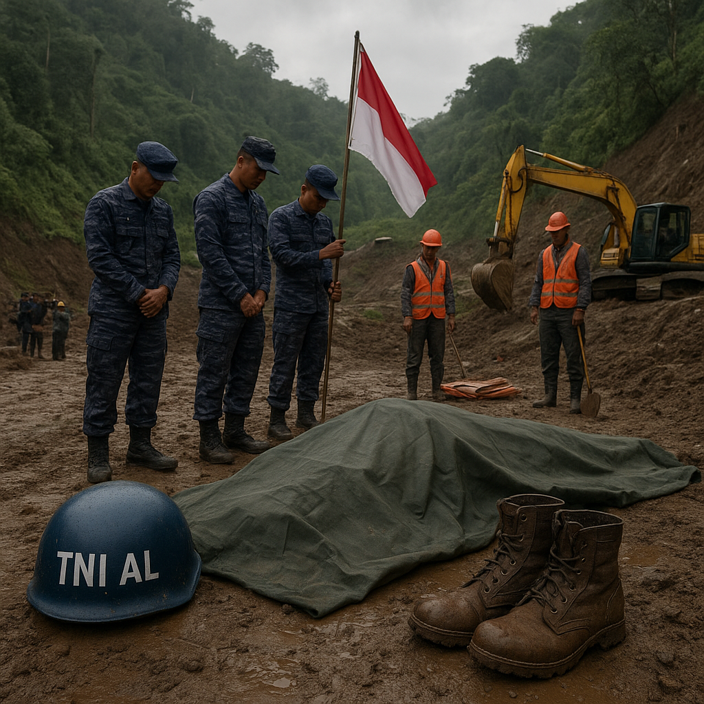Prajurit TNI AL Tewas Tertimbun Longsor Saat Membangun Jalan di Perbatasan
