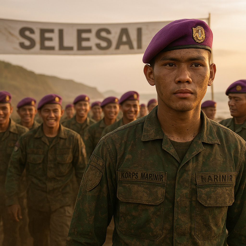 947 Prajurit Remaja Sandang Baret Ungu Korps Marinir Usai Tempuh Lintas Medan 350 Kilometer