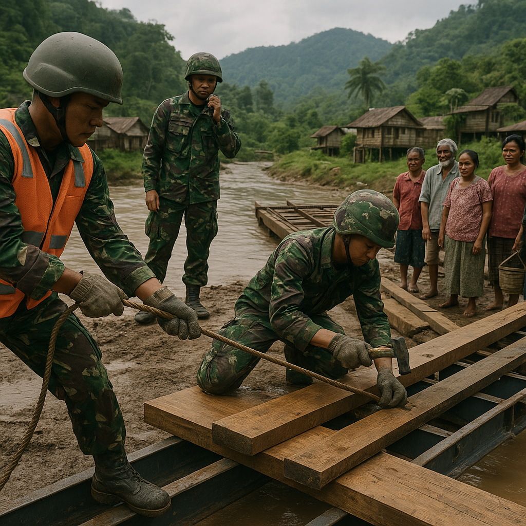 Zeni TNI AD Bangun Jembatan Darurat di Daerah Terpencil, Akses Warga Terbuka Kembali