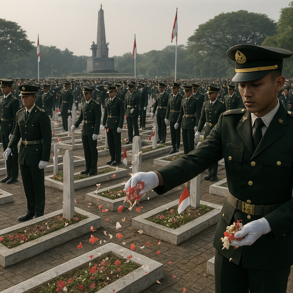 Ziarah ke TMP Kalibata, Ratusan Taruna Akmil Tabur Bunga untuk Pahlawan
