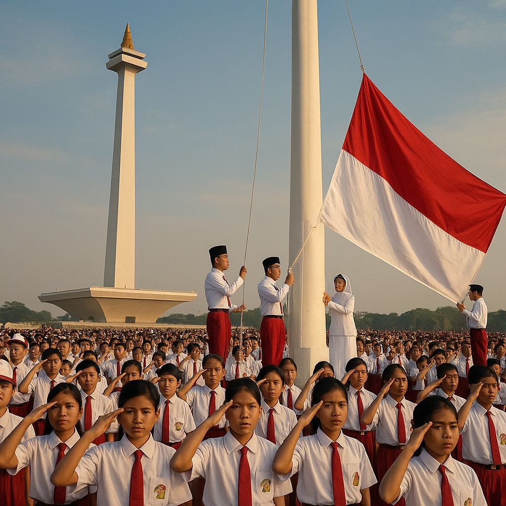 Napak Tilas Sejarah: Upacara Bendera di Monas Diikuti Ratusan Pelajar