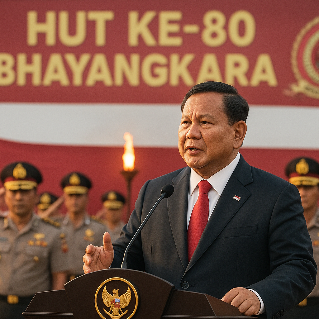 Presiden Prabowo Beri Enam Pesan Patriotik di HUT Ke-80 Bhayangkara