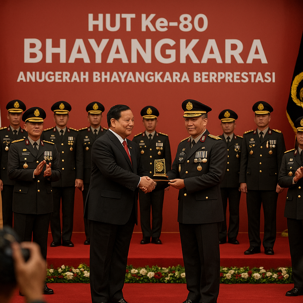 Prabowo Anugerahi Bhayangkara Berprestasi di Puncak HUT Ke-80