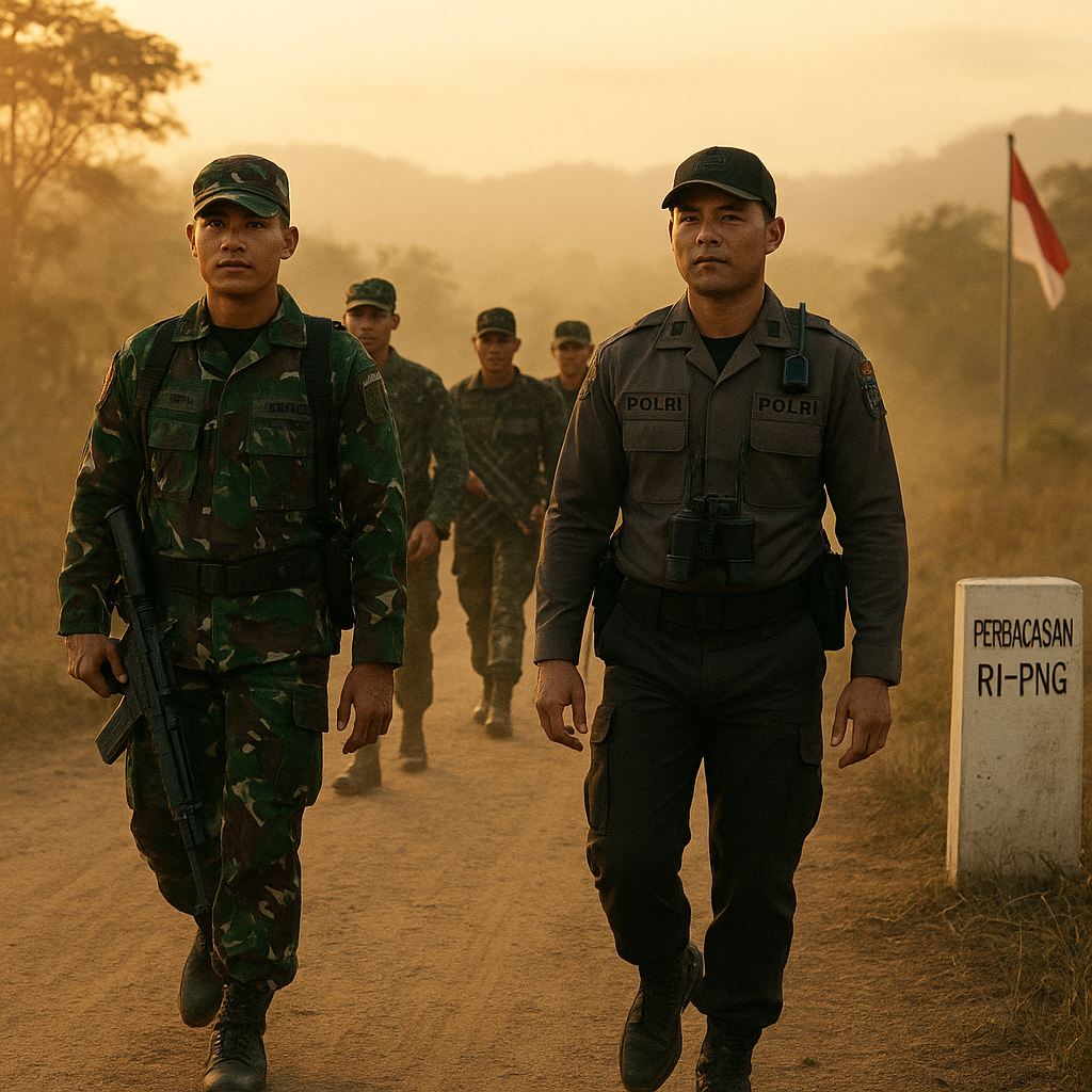 Api Semangat di Batas Negeri: Prajurit TNI-Polri Gelar Patroli Terpadu di Perbatasan RI-PNG