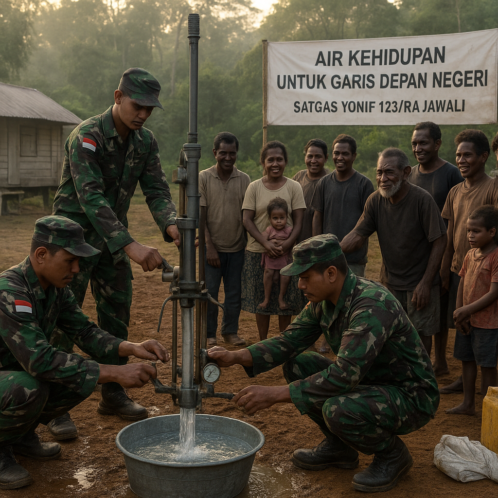 Air Kehidupan untuk Garis Depan Negeri: Satgas Yonif 123/Rajawali Bangun Sumur Bor di Pedalaman Mappi