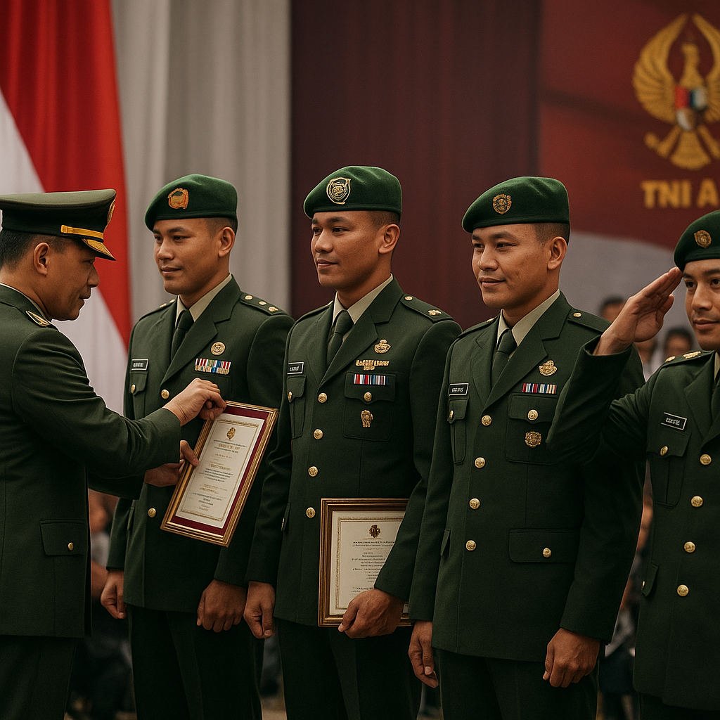 Lima Prajurit TNI AD Diganjar Penghargaan karena Prestasi Luar Biasa