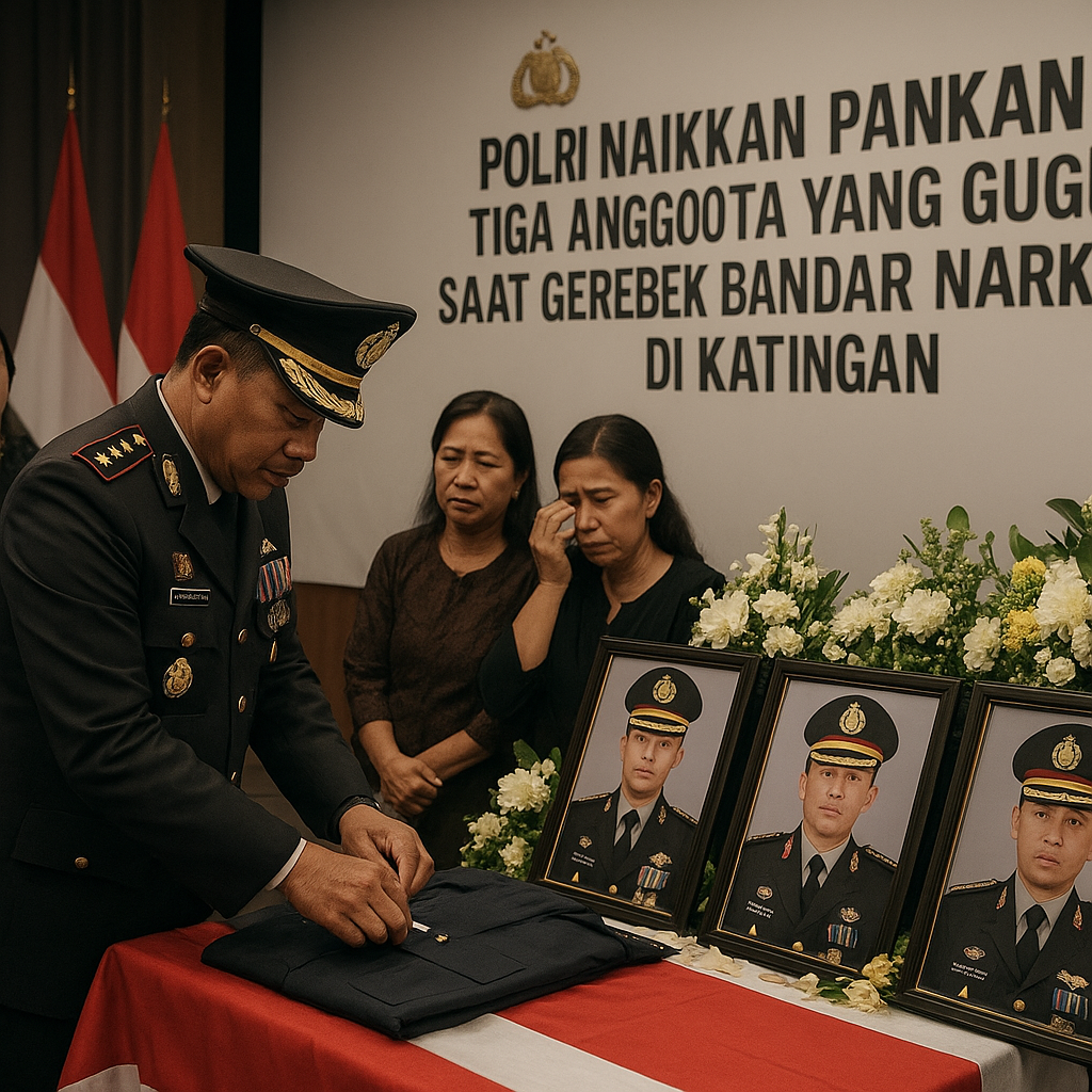 Polri Naikkan Pangkat Tiga Anggota yang Gugur Saat Gerebek Bandar Narkoba di Katingan