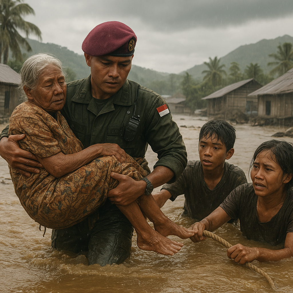 Kisah Heroik Prajurit Kopassus Selamatkan Warga Terjebak Banjir Bandang di Papua