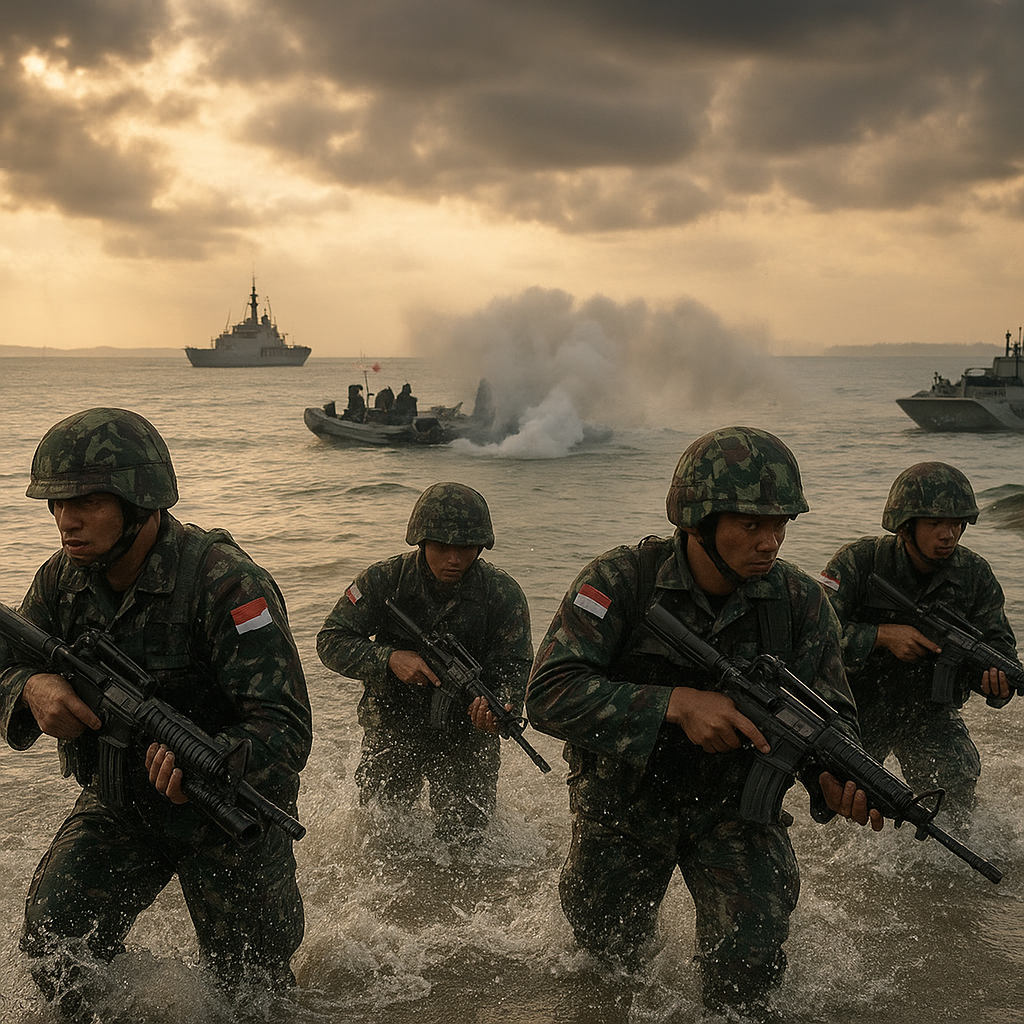 Detasemen Bravo 90 Marinir Latihan Tempur Darat-Laut, Tunjukkan Kesiap-siagaan TNI AL