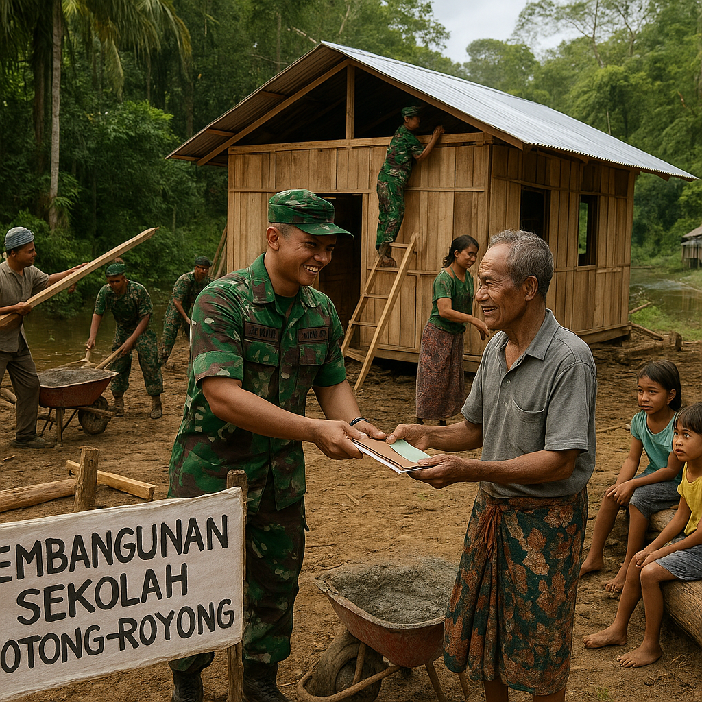 Prajurit TNI AD Bantu Bangun Sekolah di Daerah Terpencil Kalimantan, Wujud Pengabdian Nyata