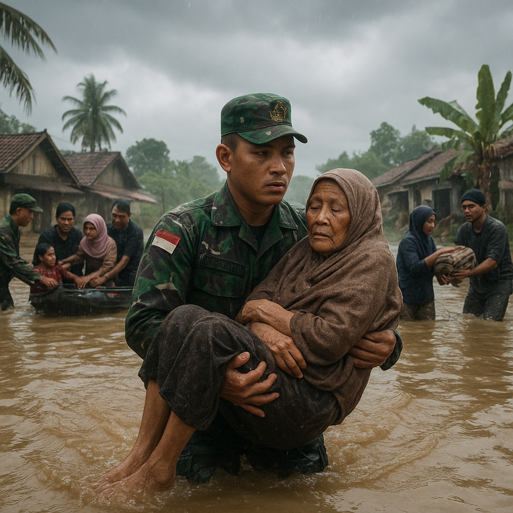 Prajurit TNI AD Bantu Warga Terdampak Banjir di Garut, Bukti Kemanunggalan Abadi