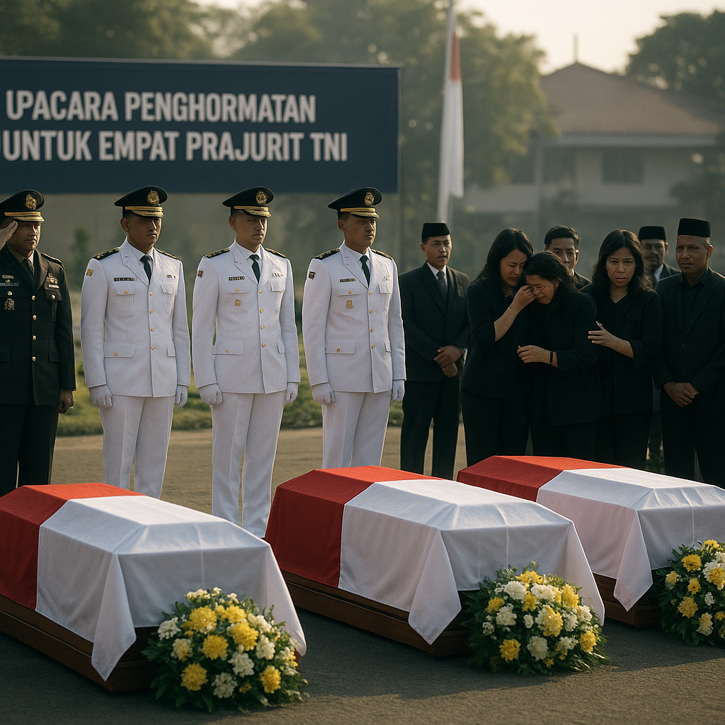 Upacara Penghormatan Terakhir untuk Empat Prajurit TNI yang Gugur dalam Latihan Tempur