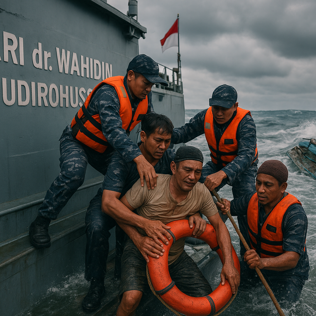 Kisah Heroik Prajurit TNI AL Selamatkan Nelayan Terombang.ambing di Laut Jawa