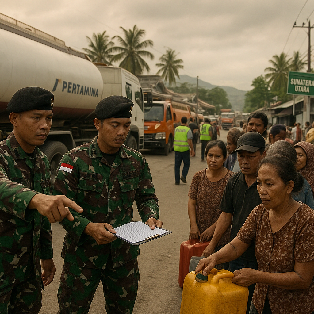 Sinergi Membela Rakyat: Prajurit TNI Dukung Distribusi BBM di Sumut saat Kritis