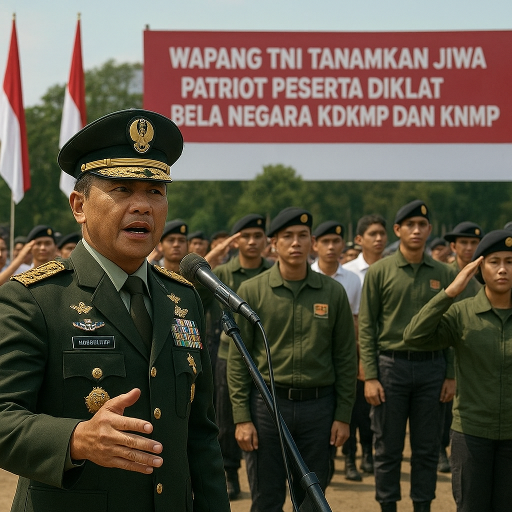 Wapang TNI Tanamkan Jiwa Patriot Peserta Diklat Bela Negara KDKMP dan KNMP
