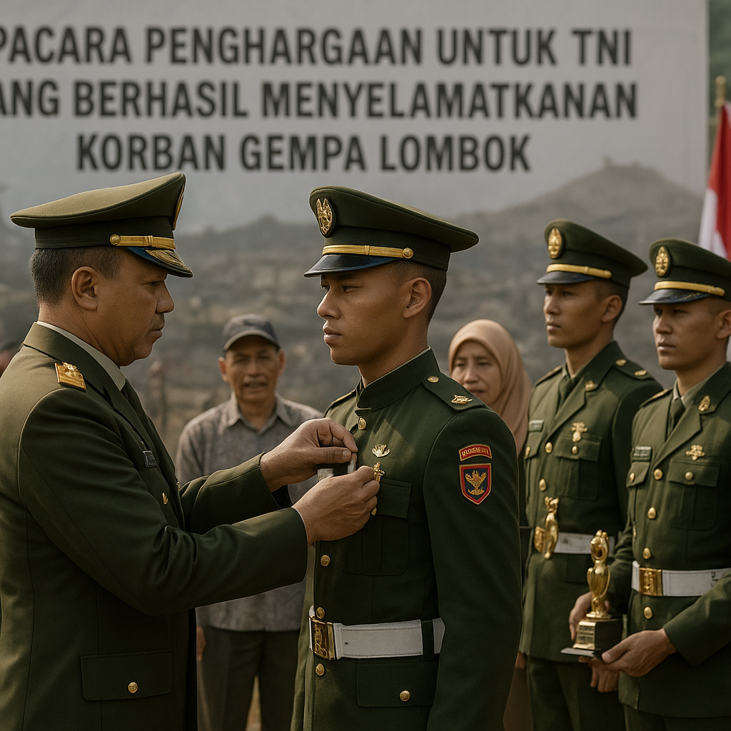 Upacara Penghargaan untuk Prajurit TNI yang Berhasil Menyelamatkan Korban Gempa Lombok