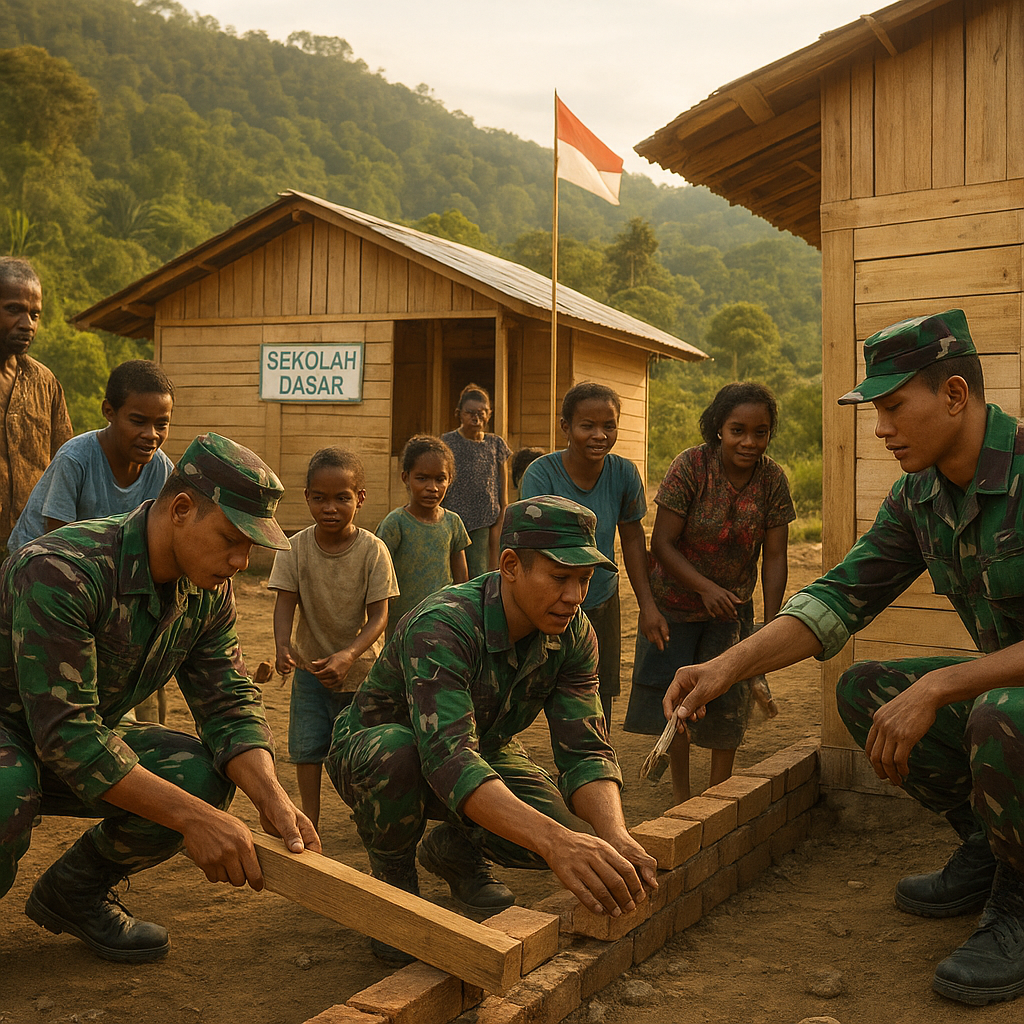 Semangat Tak Kenal Lelah: Kisah Pasukan TNI Membangun Sekolah di Perbatasan Papua