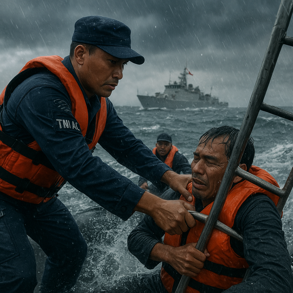 Kisah Haru Perwira TNI AL Selamatkan Nelayan Terombang-ambing di Laut Lepas