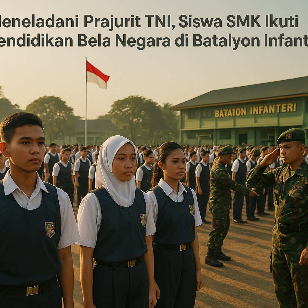 Meneladani Prajurit TNI, Siswa SMK Ikuti Pendidikan Bela Negara di Batalyon Infanteri