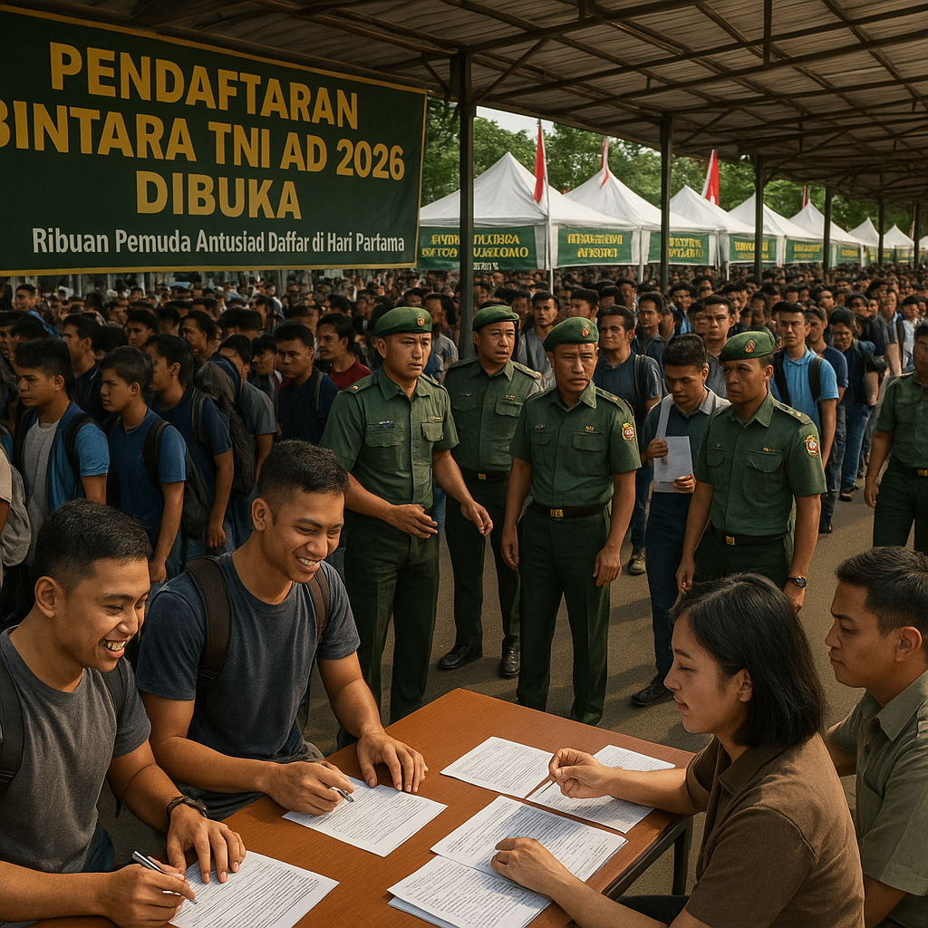 Pendaftaran Bintara TNI AD 2026 Dibuka, Ribuan Pemuda Antusias Daftar di Hari Pertama