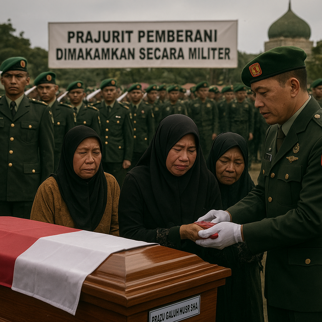 Prajurit Pemberani Dimakamkan Secara Militer, Air Mata Dan Penghormatan Mengiringi Kepergiannya