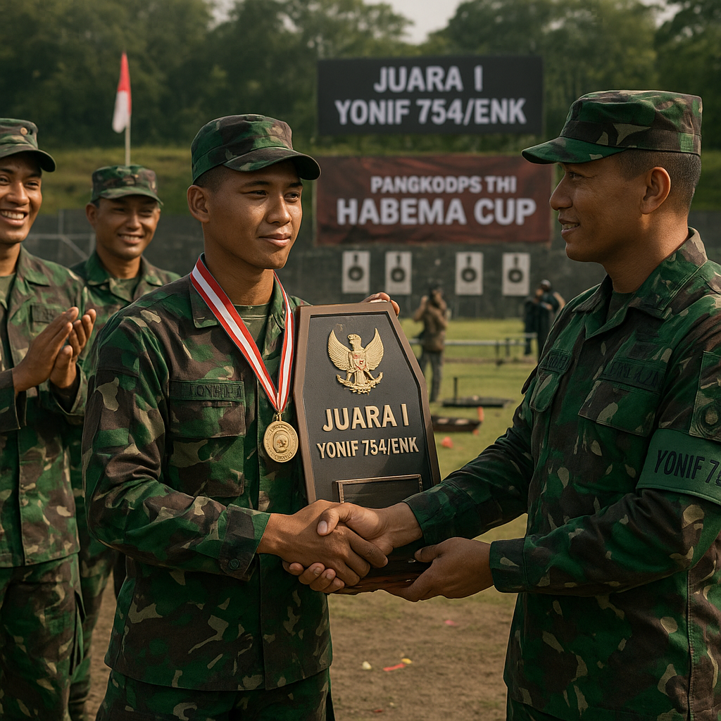 Yonif 754/ENK Juara I Lomba Menembak Pangkoops TNI Habema Cup, Tunjukkan Ketangguhan Prajurit di Medan Tembak