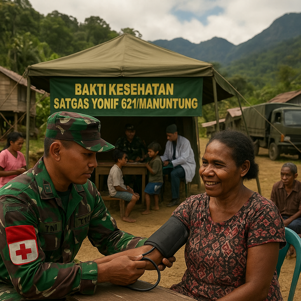 Satgas Yonif 621/Manuntung Hadir di Sinak, Warga Kampung Womburu Dapat Pemeriksaan Kesehatan Gratis
