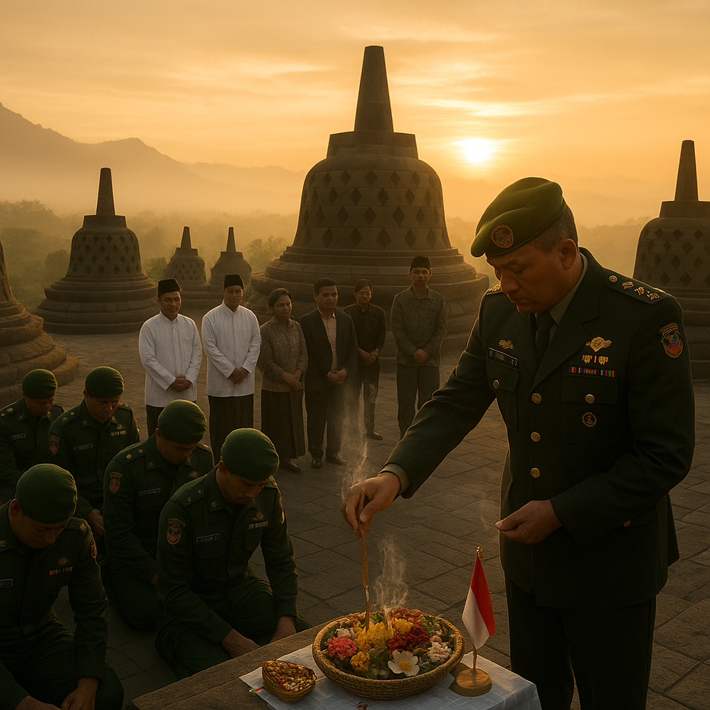 Napak Tilas di Candi Borobudur: Upacara Renungan Suci Jelang HUT Ke-81 TNI