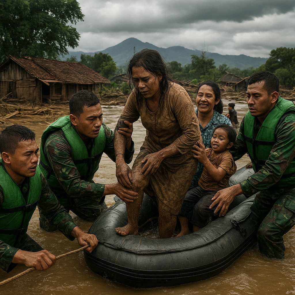 Prajurit TNI AD Selamatkan Warga Terjebak Banjir Bandang di Garut, "Tugas Kami Menolong Tanpa Pamrih"
