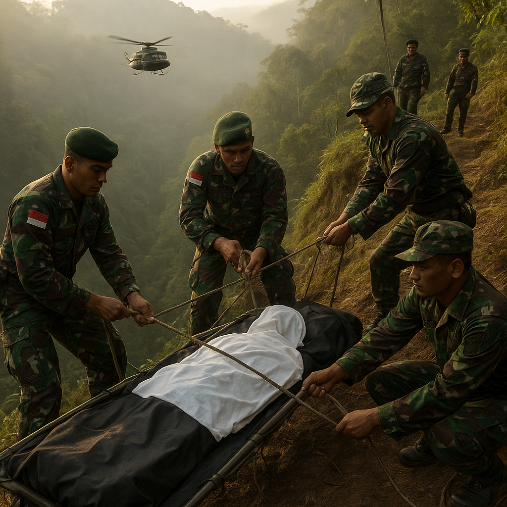 Pantang Menyerah, Pasukan TNI Evakuasi Jenazah Korban KKB dari Dasar Jurang Curam Papua
